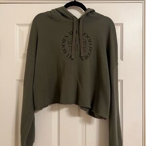 All Bodies Are Good Bodies Olive Green Cropped Hoodie